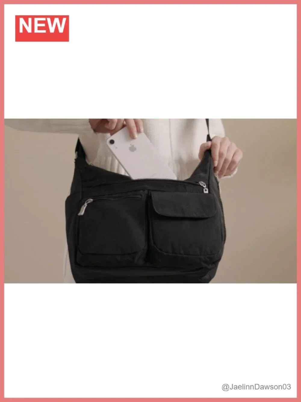 Hobo Crossbody Bag Water-Resistant Nylon RFID Wristlet